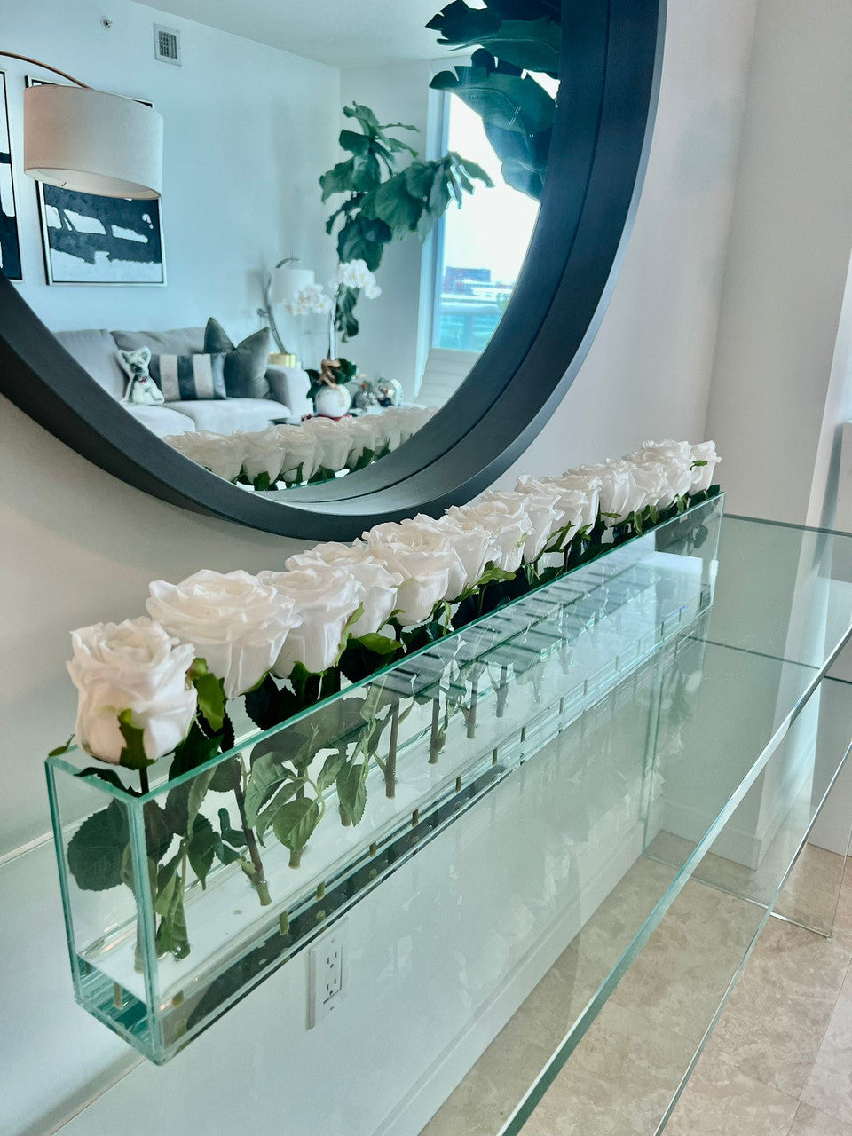 122 Cm Skinny Casa Moderna avec Blanc Roses