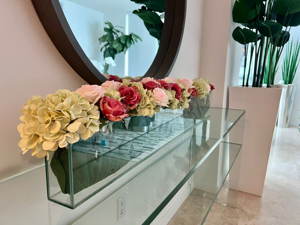 91 Cm Skinny Casa Moderna Vase avec Hortensias et Roses