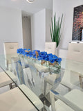 91 Cm Casa Moderna Pot Plateau en Verre avec Bleu Orchidées