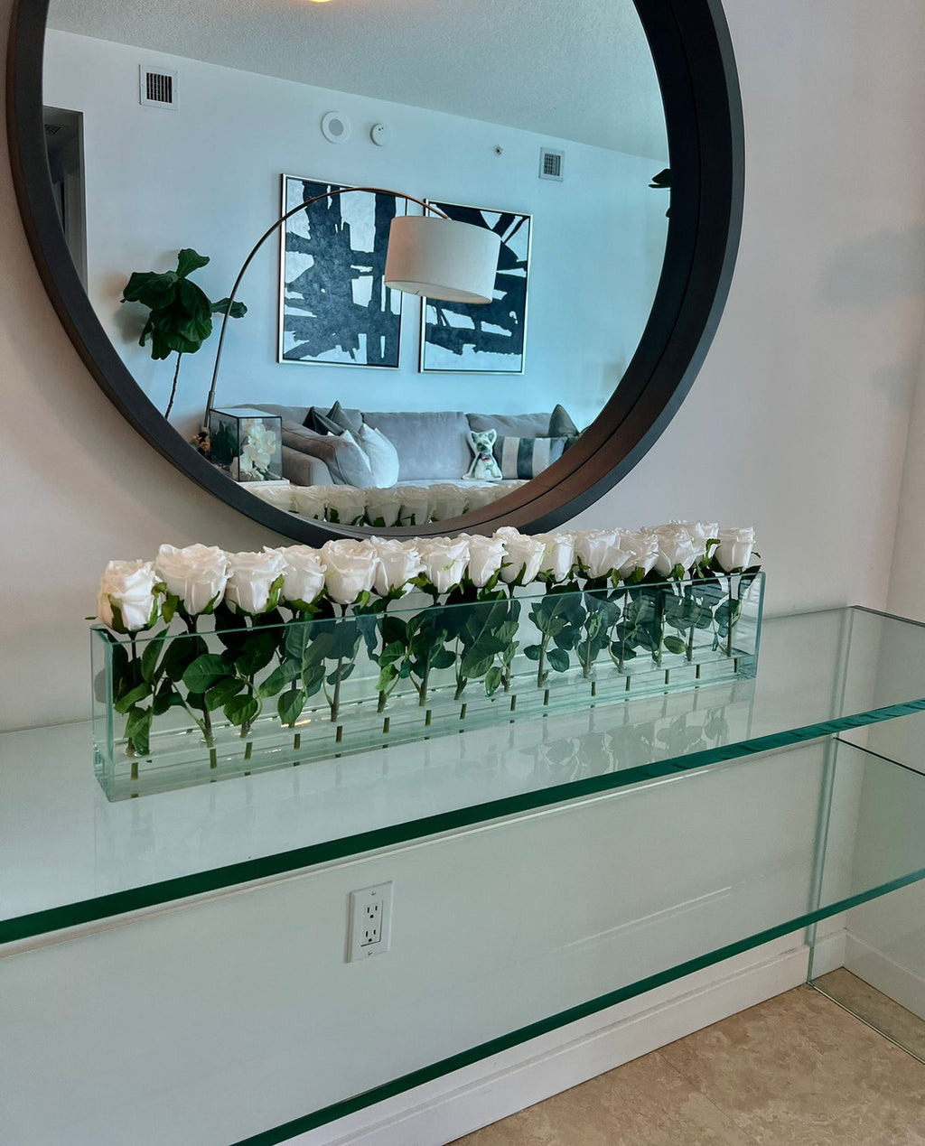 91 Cm Skinny Casa Moderna avec Blanc Roses