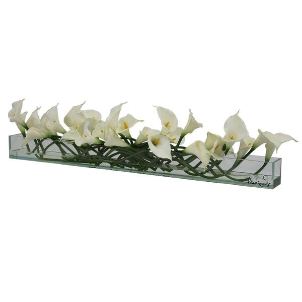 122 Cm Casa Moderna Pot Plateau en Verre avec Blanc Arums