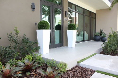 51 Cm Topiaire avec Grand Beau Fibre de Verre Vase
