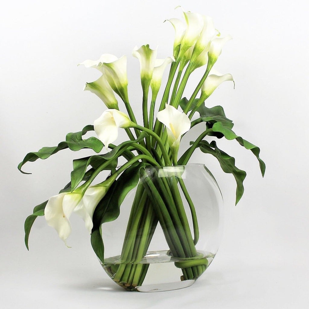 Vase Lune avec Blanc Arums