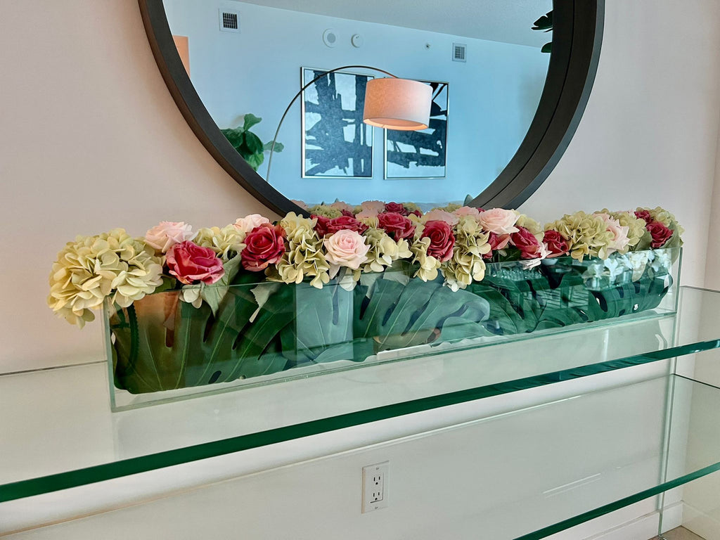 91 Cm Skinny Casa Moderna Vase avec Hortensias et Roses
