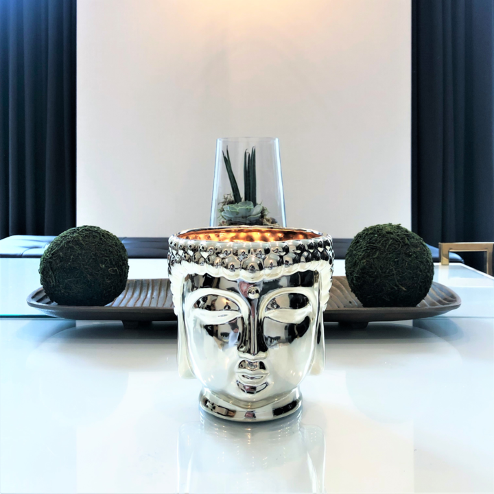 Buddha 3-Wick Scented Bougie (Argenté / Doré / Blanc)