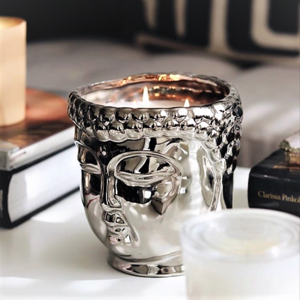 Buddha 3-Wick Scented Bougie (Argenté / Doré / Blanc)