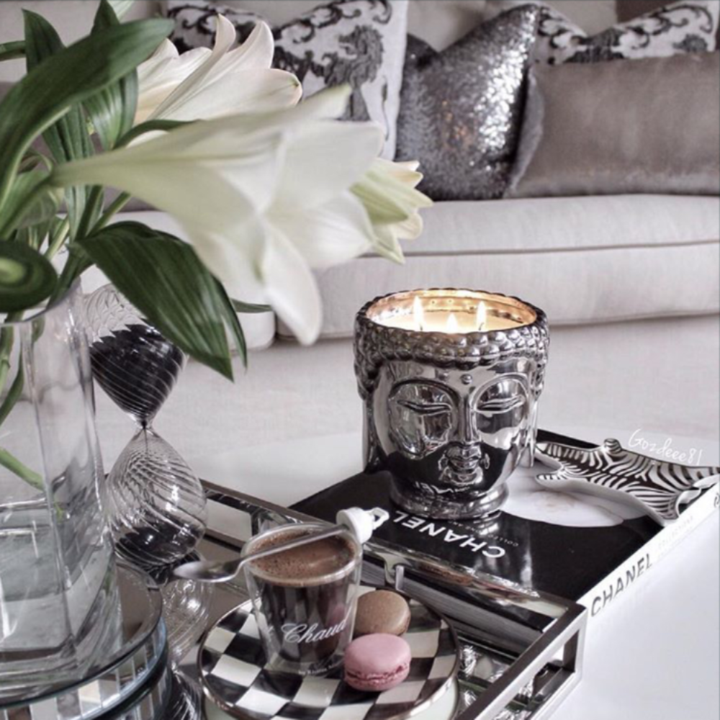 Buddha 3-Wick Scented Bougie (Argenté / Doré / Blanc)