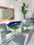 91 Cm Casa Moderna Pot Plateau en Verre avec Bleu Tulipes