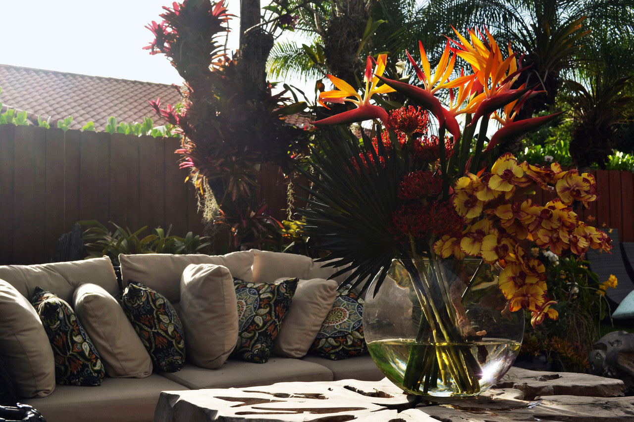 Vase Lune avec Tropical Fleurs
