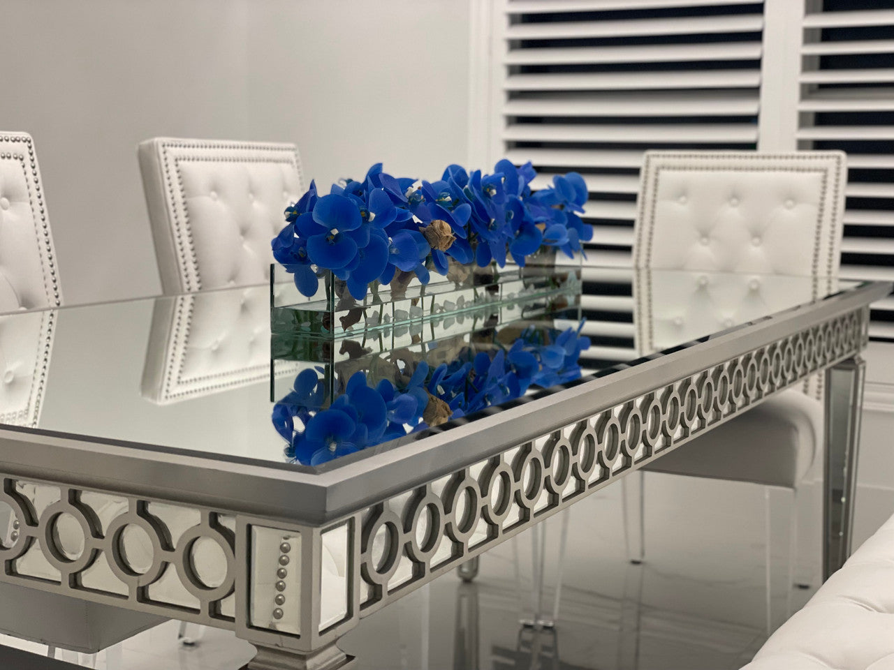 91 Cm Casa Moderna Pot Plateau en Verre avec Bleu Orchidées