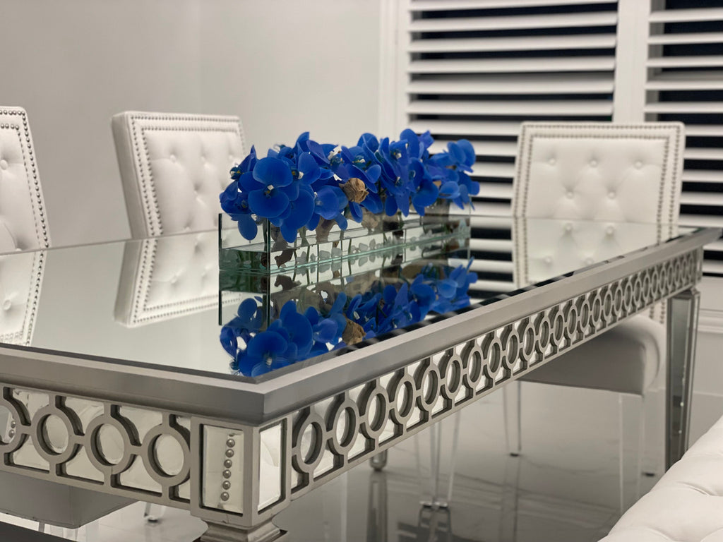 122 Cm Casa Moderna Pot Plateau en Verre avec Bleu Orchidées