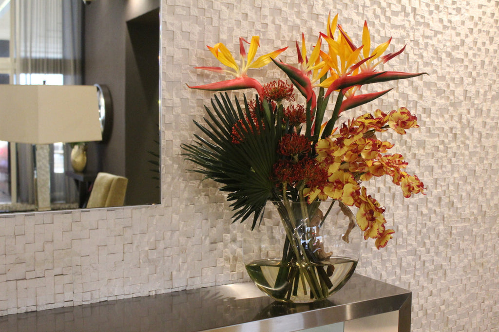 Vase Lune avec Tropical Fleurs