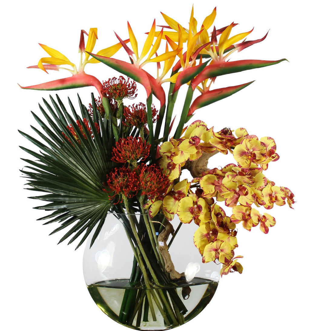 Vase Lune avec Tropical Fleurs