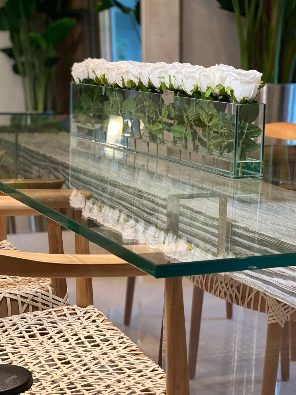 122 Cm Skinny Casa Moderna avec Blanc Roses