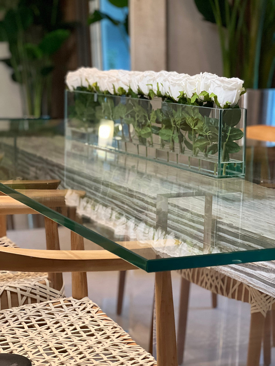 122 Cm Skinny Casa Moderna avec Blanc Roses
