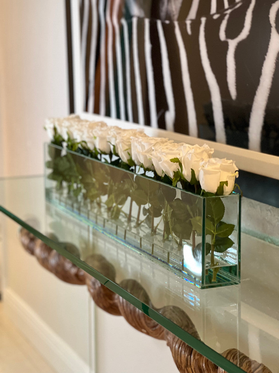 91 Cm Skinny Casa Moderna avec Blanc Roses