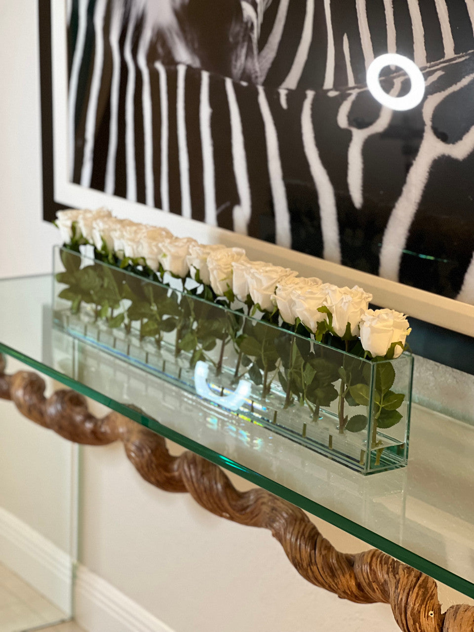 91 Cm Skinny Casa Moderna avec Blanc Roses