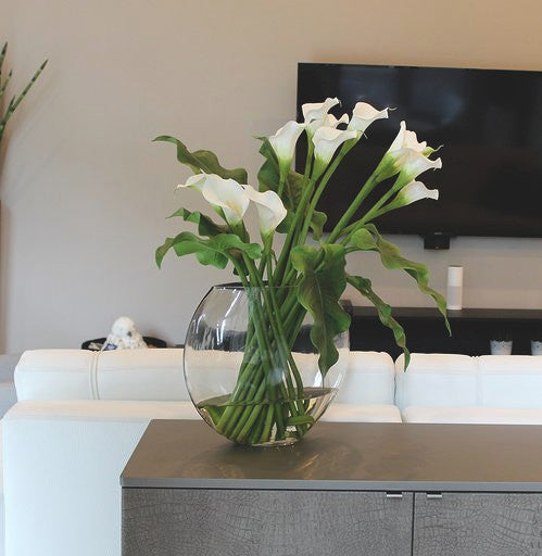 Vase Lune avec Blanc Arums