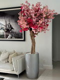 Brillant Argenté Lisbon Pot avec Personnalisé Made Tri Color Rose Fleurs de Cerisier Arbre