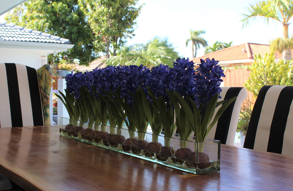 122 Cm Casa Moderna Pot Plateau en Verre avec Bleu Jacinthes