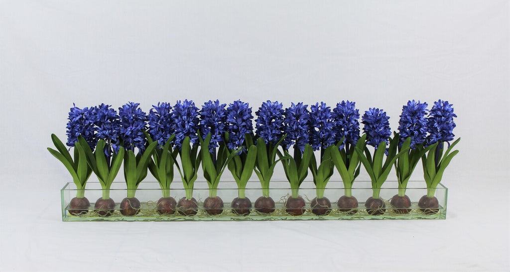 122 Cm Casa Moderna Pot Plateau en Verre avec Bleu Jacinthes