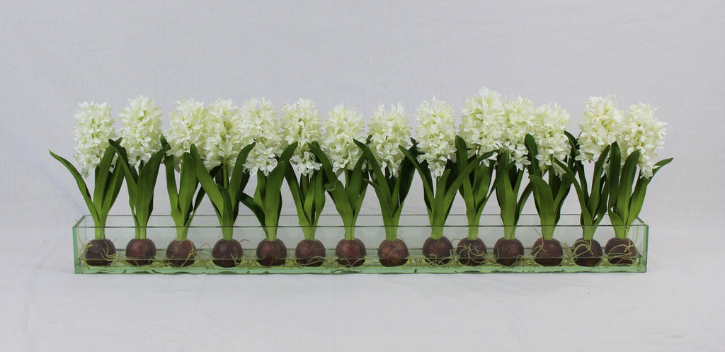 122 Cm Casa Moderna Pot Plateau en Verre avec Blanc Jacinthes
