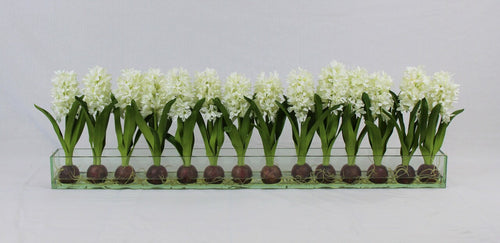 122 Cm Casa Moderna Pot Plateau en Verre avec Blanc Jacinthes