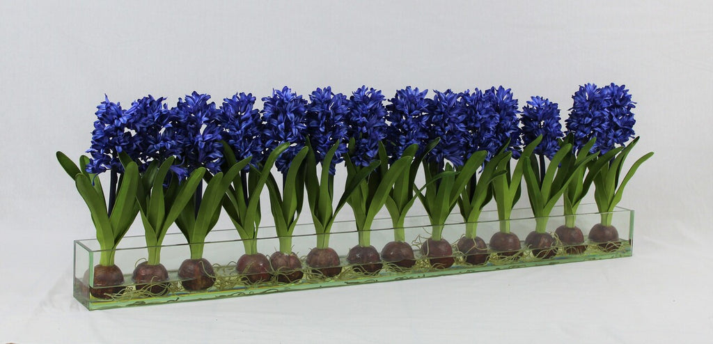 122 Cm Casa Moderna Pot Plateau en Verre avec Bleu Jacinthes