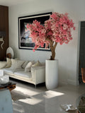 Blanc Mat St. Tropez Pot avec Personnalisé Made Rose Fleurs de Cerisier Arbre