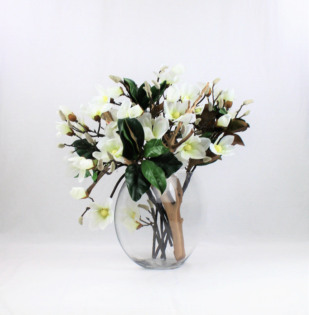 Vase Lune avec Blanc Magnolias