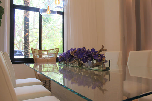 122 Cm Casa Moderna Pot Plateau en Verre avec Violet Vandas