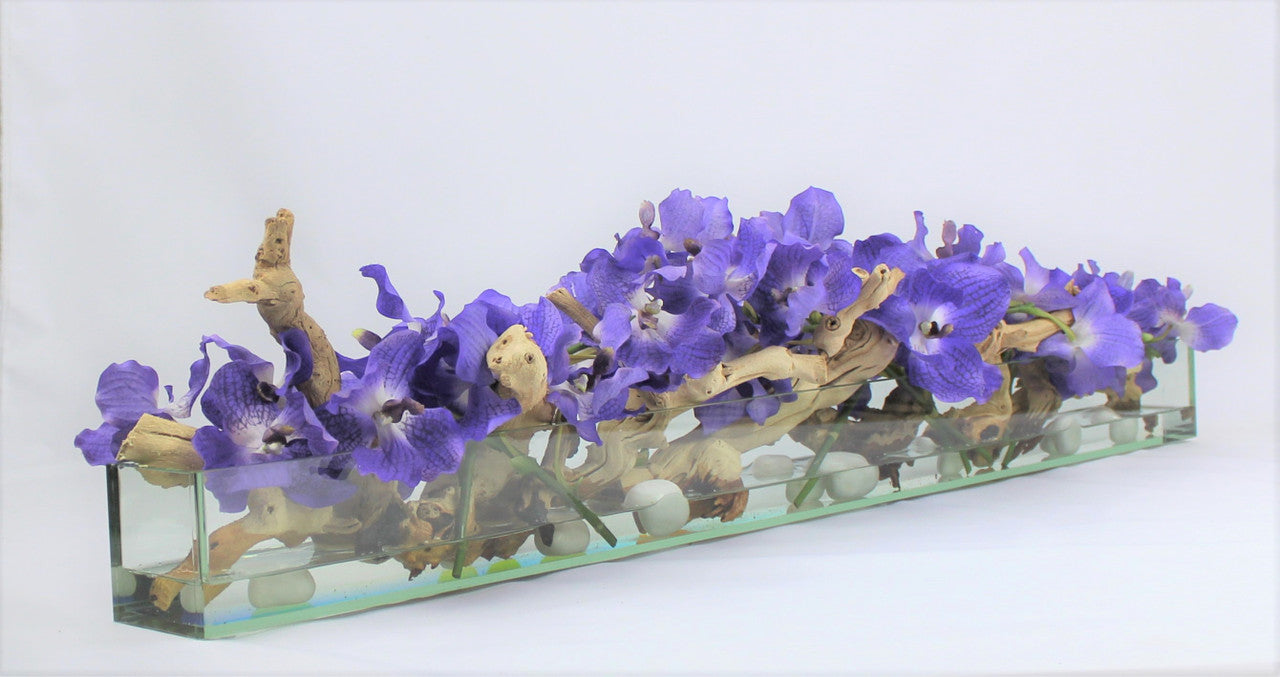 122 Cm Casa Moderna Pot Plateau en Verre avec Violet Vandas
