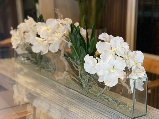 122 Cm Slim Casa Moderna avec Blanc Orchidées Vanda.