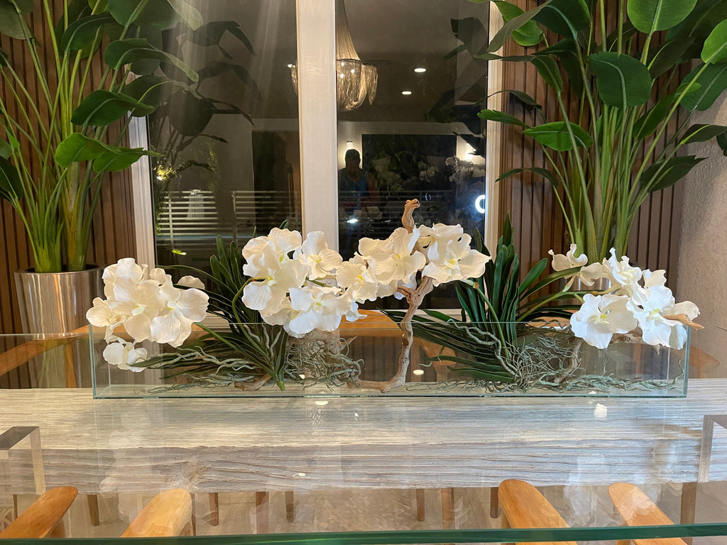 91 Cm Slim Casa Moderna avec Blanc Orchidées Vanda.