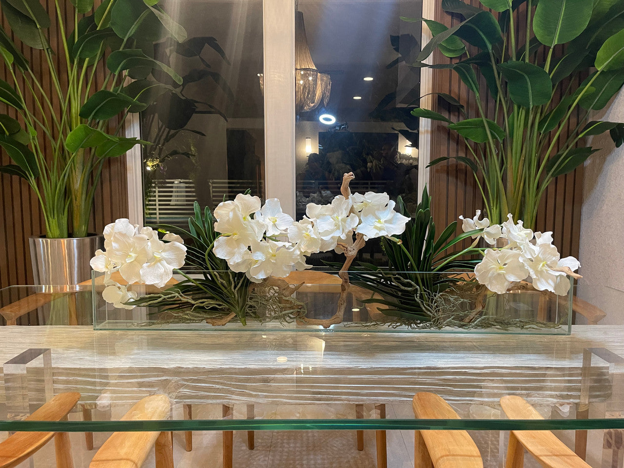 91 Cm Slim Casa Moderna avec Blanc Orchidées Vanda.