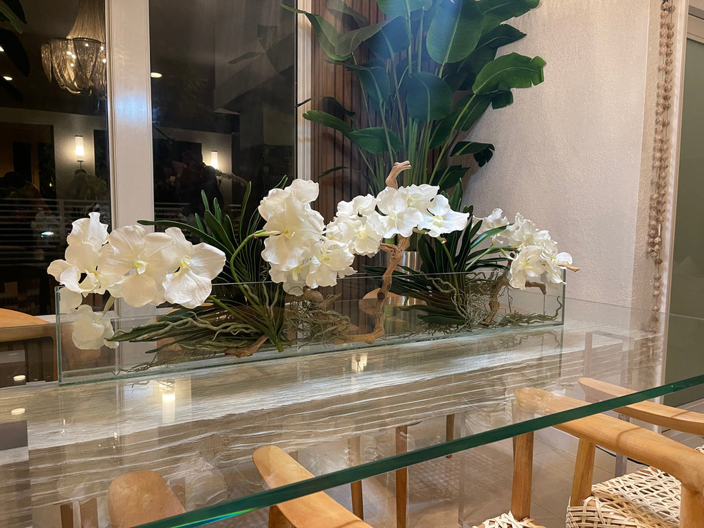 122 Cm Slim Casa Moderna avec Blanc Orchidées Vanda.