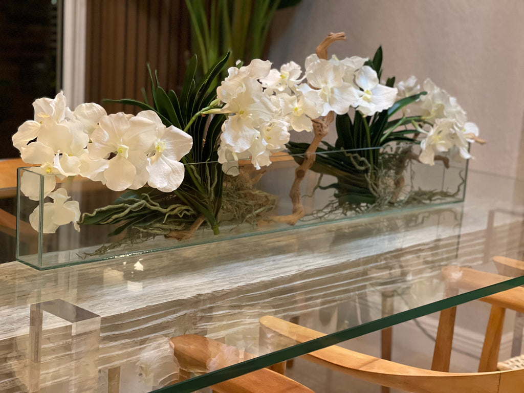 122 Cm Slim Casa Moderna avec Blanc Orchidées Vanda.