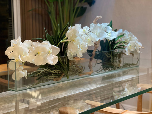 122 Cm Slim Casa Moderna avec Blanc Orchidées Vanda.
