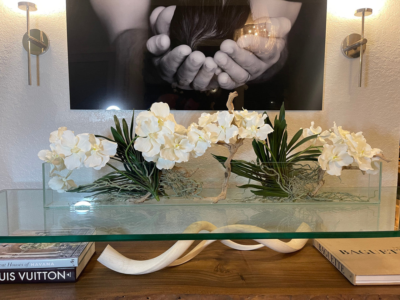 91 Cm Slim Casa Moderna avec Blanc Orchidées Vanda.