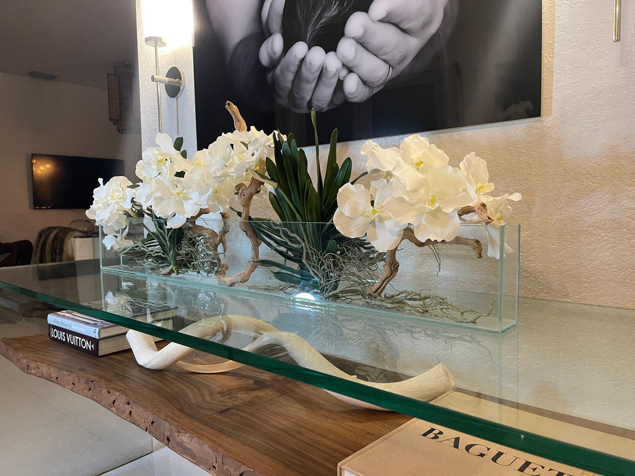 91 Cm Slim Casa Moderna avec Blanc Orchidées Vanda.