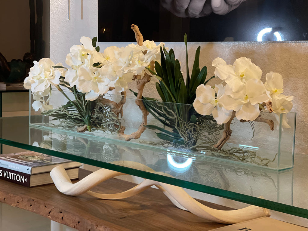 122 Cm Slim Casa Moderna avec Blanc Orchidées Vanda.