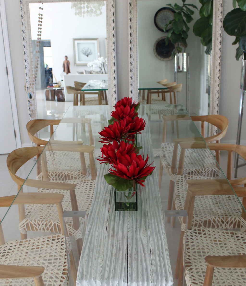 122 Cm Casa Moderna Pot Plateau en Verre avec Rouge Water Lilies