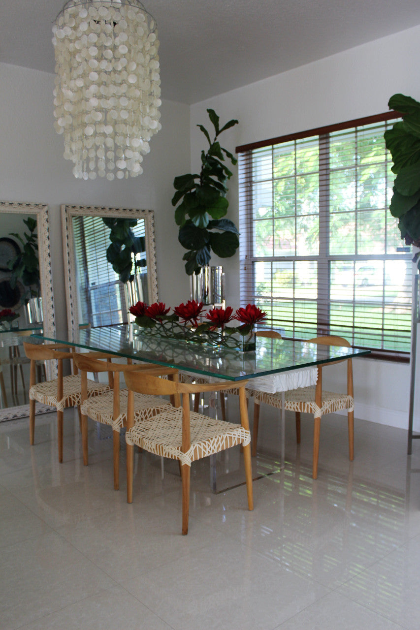 122 Cm Casa Moderna Pot Plateau en Verre avec Rouge Water Lilies