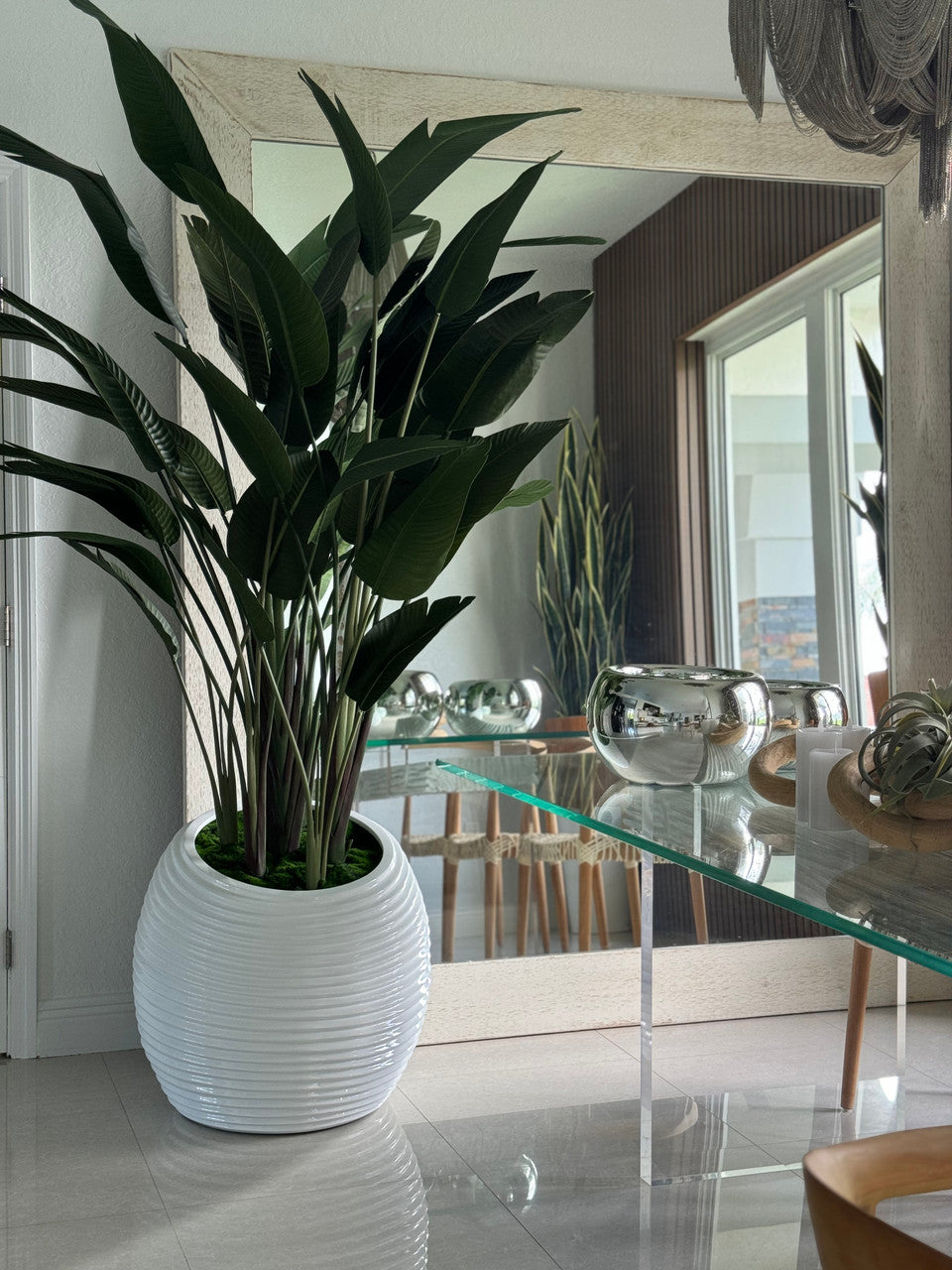 Oiseau de Paradis en Blanc Spiral Pot