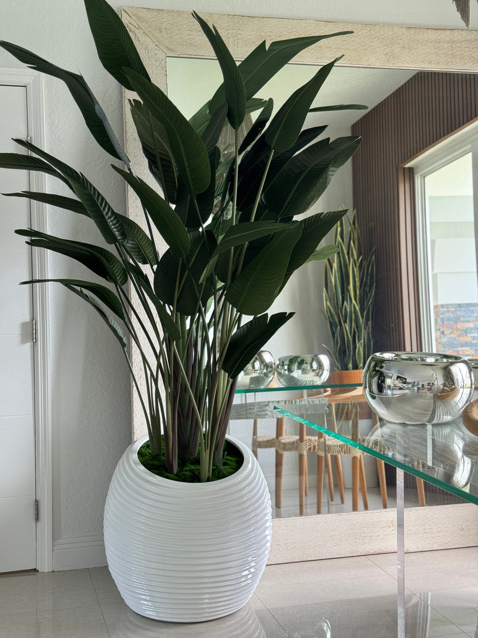 Oiseau de Paradis en Blanc Spiral Pot