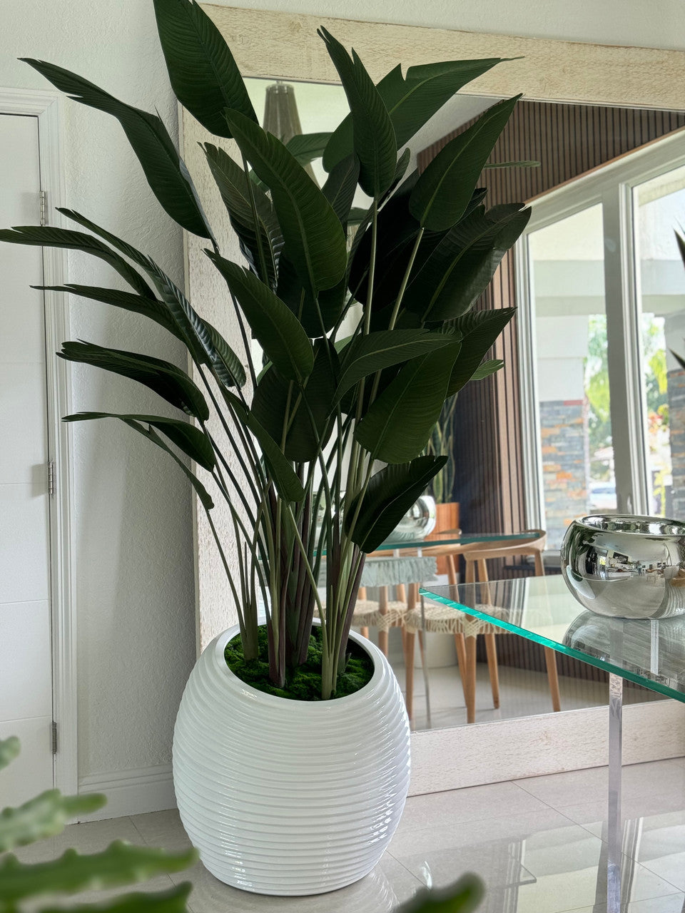 Oiseau de Paradis en Blanc Spiral Pot