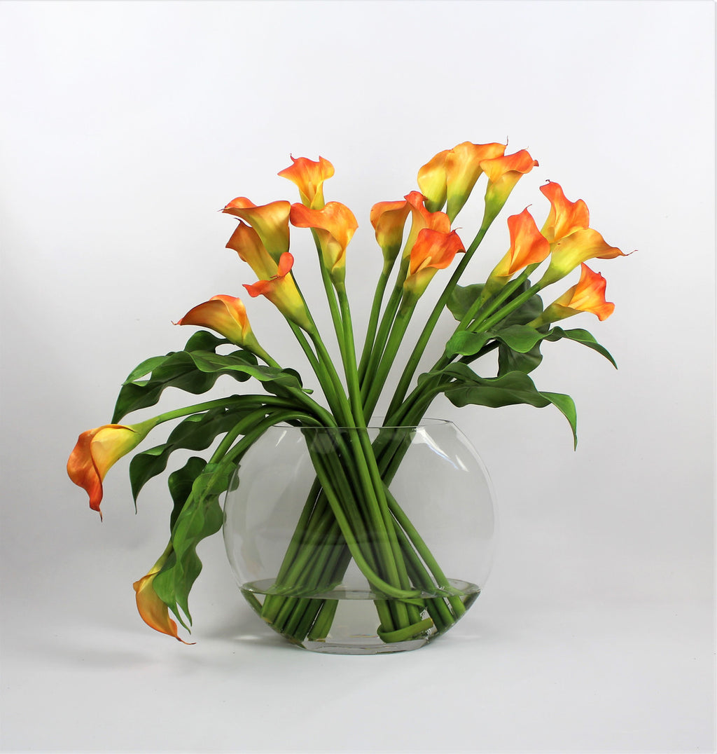 Vase Lune avec Mango Arums