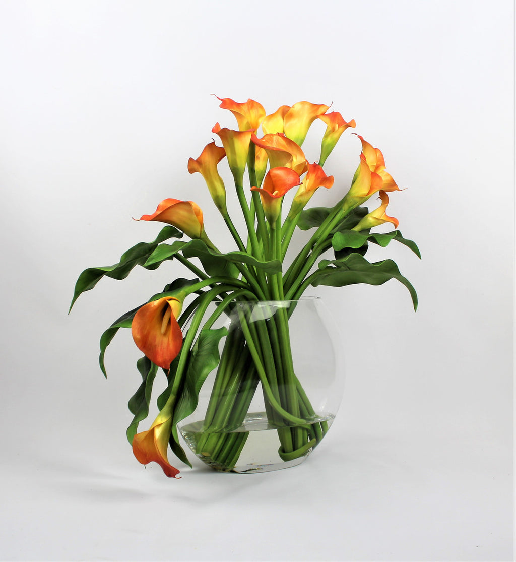 Vase Lune avec Mango Arums