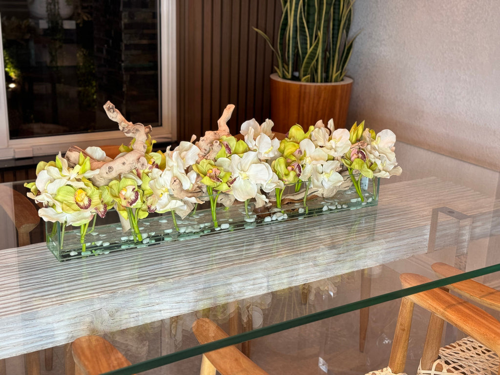 Casa Moderna avec Blanc Vandas et Vert Cymbidiums