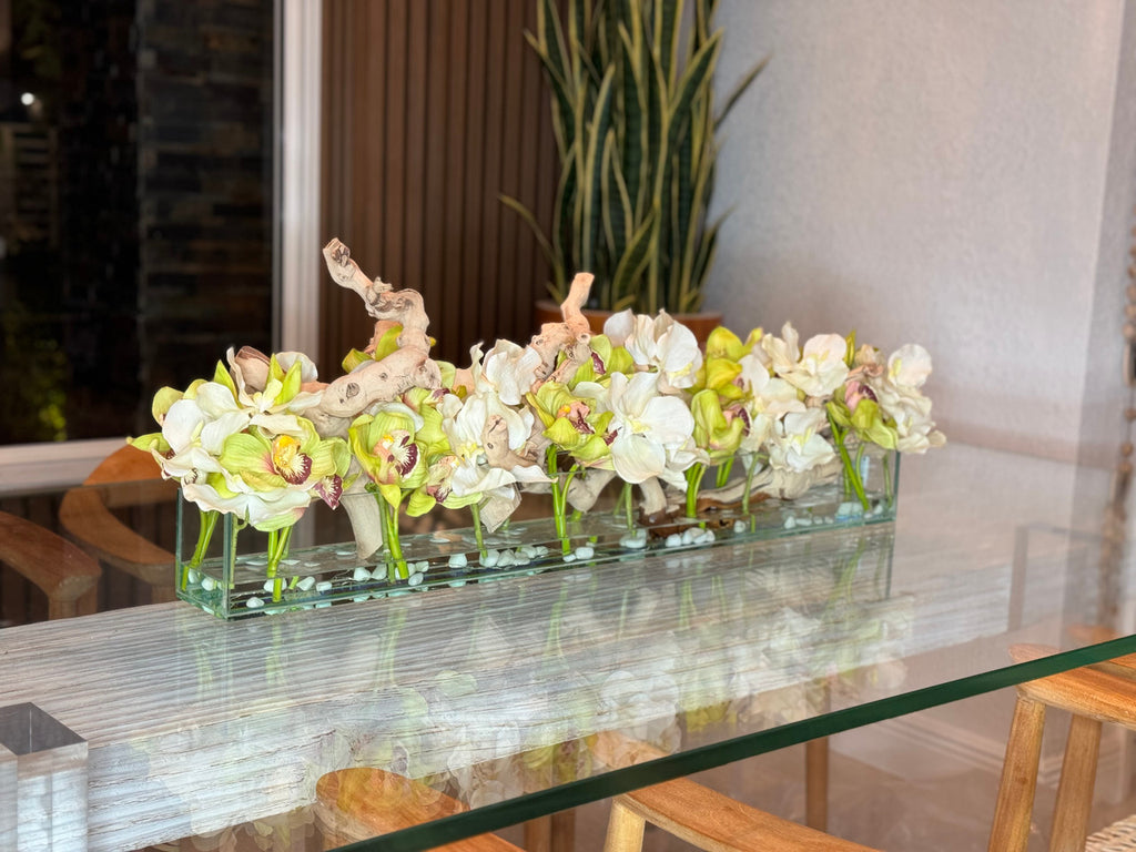 Casa Moderna avec Blanc Vandas et Vert Cymbidiums
